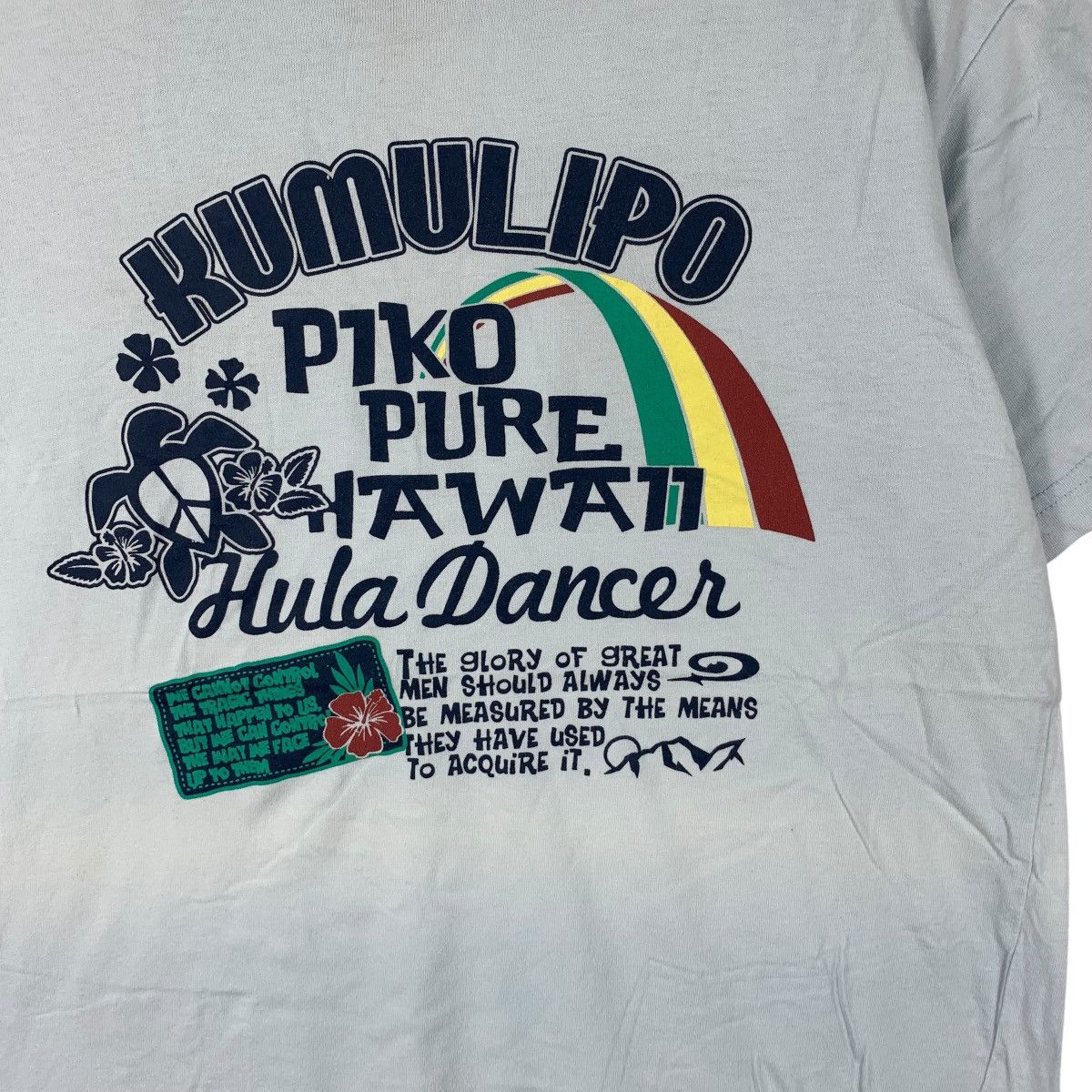 Vintage Vintage PIKO HAWAII KUMULIPO Hula Dancer Sun Faded Tee Shirt Size US L / EU 52-54 / 3 - 4 Thumbnail