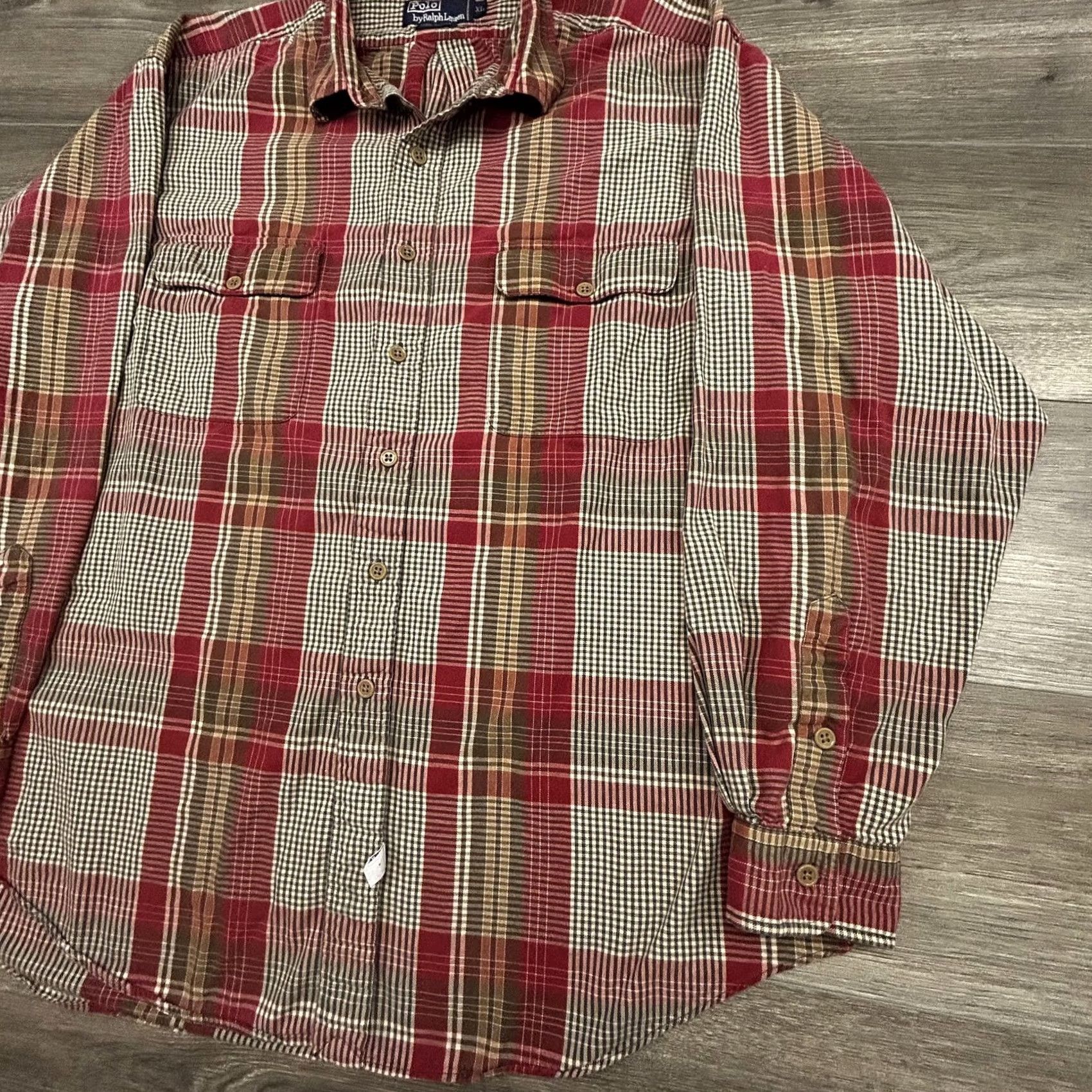 Polo Ralph Lauren VINTAGE Polo Ralph Lauren Shirt Mens XL Red Plaid Twill Button Front Pockets 90s Size US XL / EU 56 / 4 - 4 Thumbnail