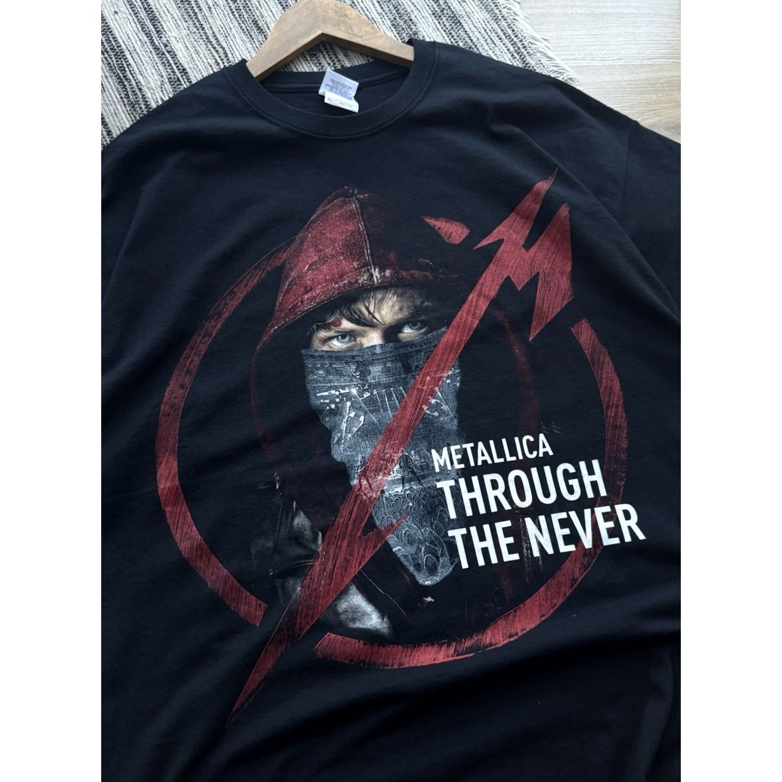 Vintage Metallica Shirt T-Shirt XL Black Men's Short Sleeve Logo Band Rock 2013 Through The Never Merch USA retrofit Size US XL / EU 56 / 4 - 3 Thumbnail