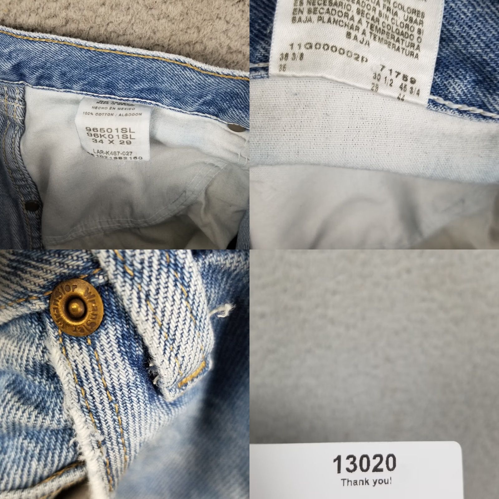 Wrangler Wrangler Jeans Men 34X29 96501SL Workwear Straight Relaxed Distressed Pockets Blue Denim Cotton Jeans Mens Size US 34 / EU 50 - 8 Thumbnail