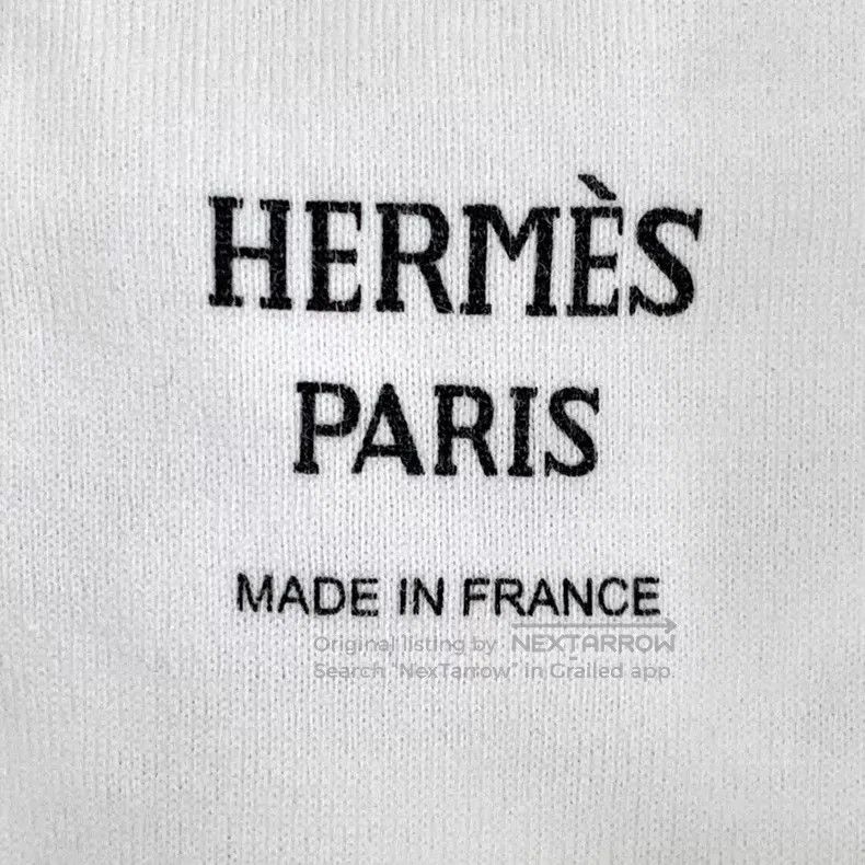 Hermes Hermes White Lock Stitch Printed Cotton Crew Neck Short Sl Size S / US 4 / IT 40 - 6 Thumbnail