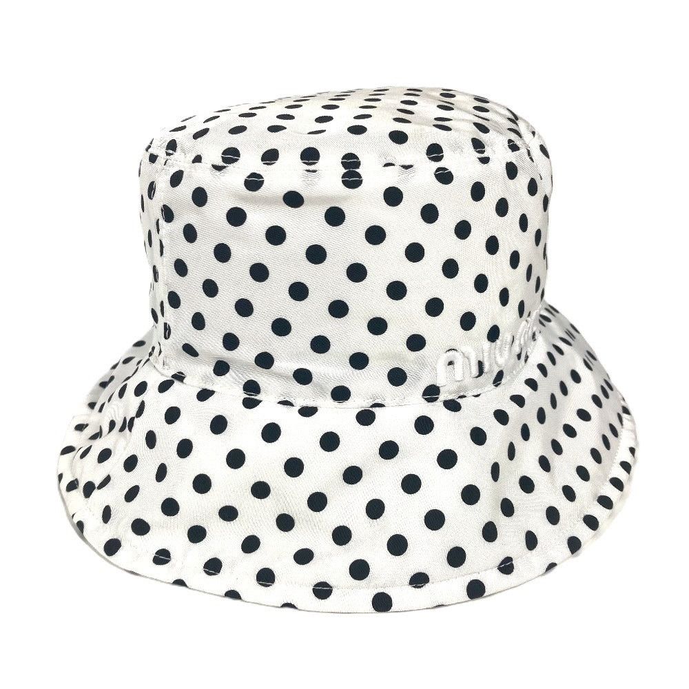 Miu Miu Miumiu 5Hc196 Dot Polka Dots Logo Hat Chapeau Bucket Bob Polyamide Women White Size ONE SIZE - 1 Thumbnail