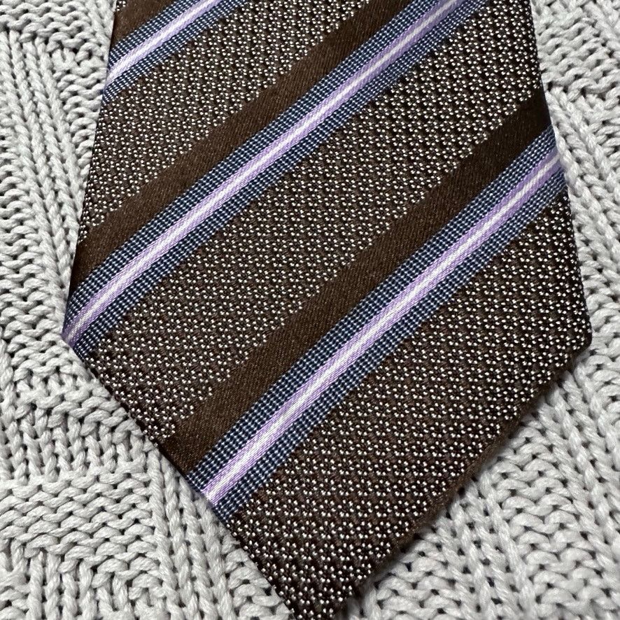 Canali Canali brown striped Italian silk tie Size ONE SIZE - 3 Thumbnail