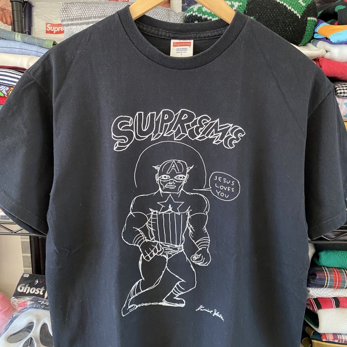 Supreme Supreme Daniel Johnston Captain America T-Shirt Black 2012 Size US L / EU 52-54 / 3 - 2 Thumbnail