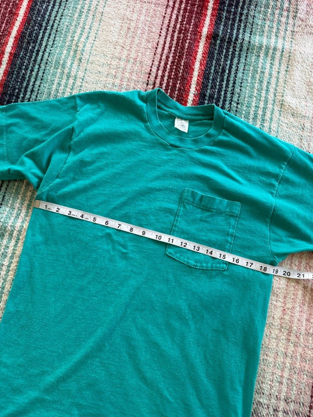 Fruit Of The Loom 90s Fruit of the Loom Teal Selvedge Pocket Tee L Size US L / EU 52-54 / 3 - 7 Thumbnail