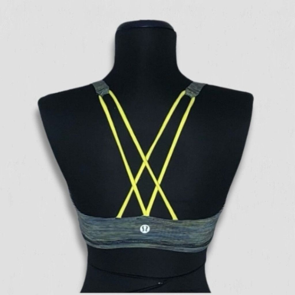 Lululemon Lululemon Bra Sports Padded Strap Back Stretch Blue Yellow S Size ONE SIZE - 2 Thumbnail