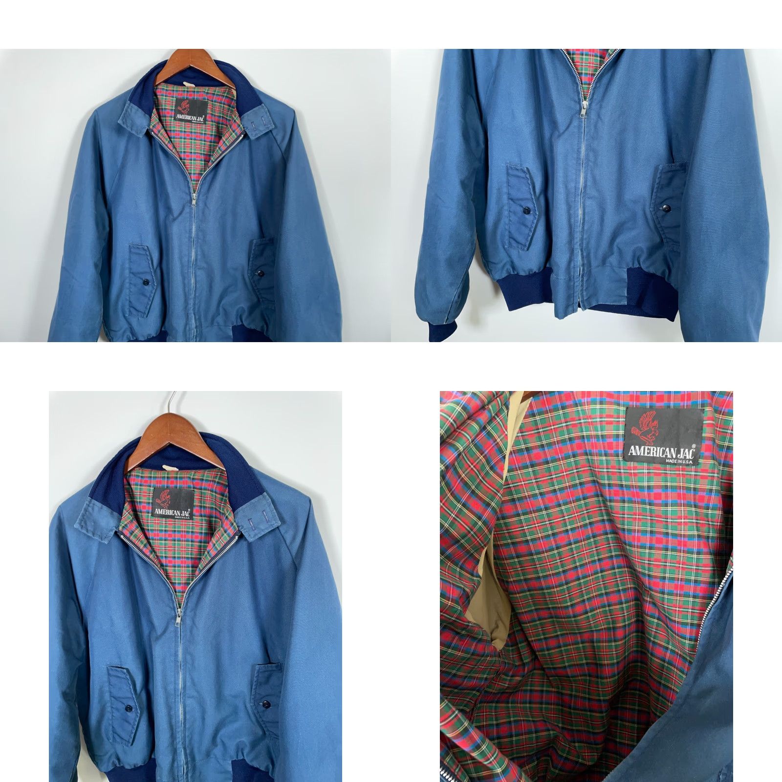 Vintage VINTAGE American JAC Bomber Jacket Blue Plaid Lined | Men’s Large | 80s Retro Casual Zip Pocket Coat Size US L / EU 52-54 / 3 - 8 Thumbnail