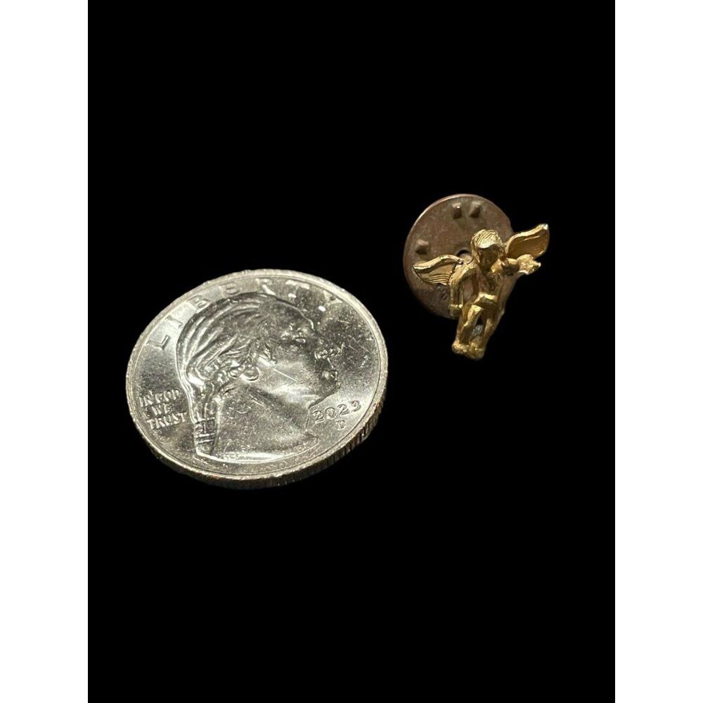 Guardian Angel Vintage Gold Tone Winged Angel Cherub Tie Tack Pin Size ONE SIZE - 3 Thumbnail