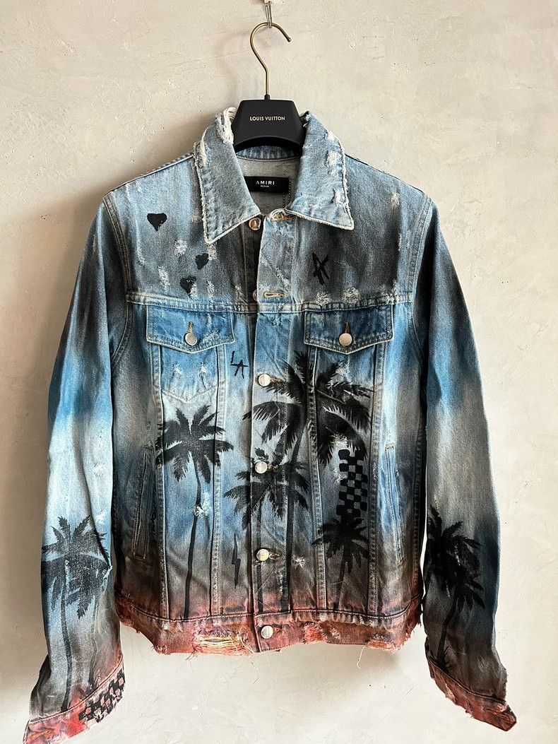 Amiri Palm Tree Print Denim Jacket