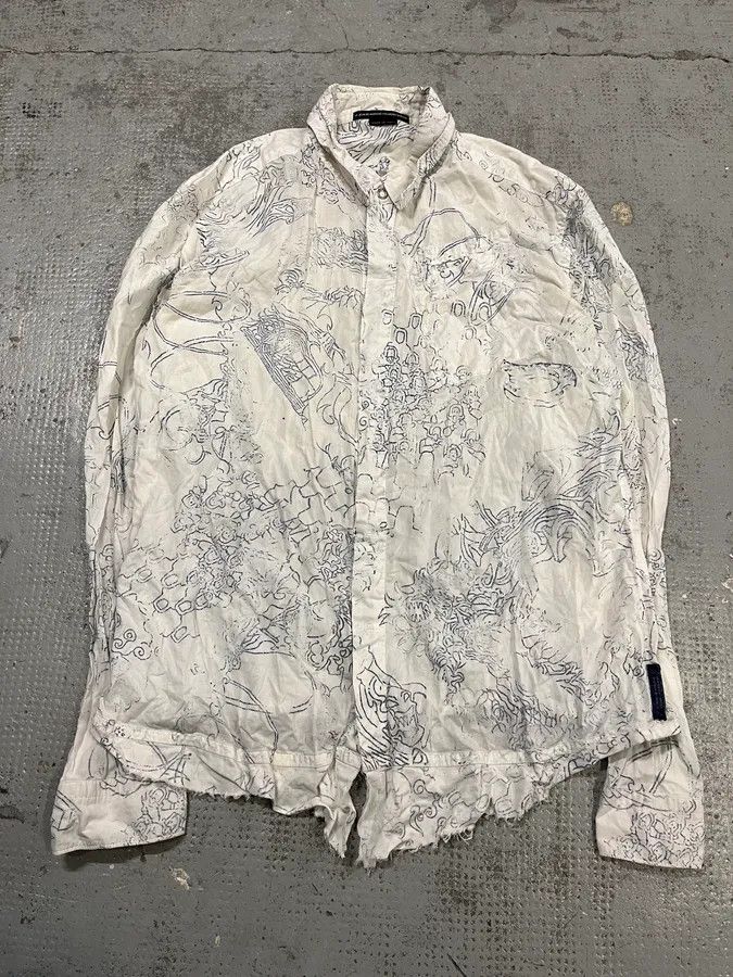 2000s Marithé + François Girbaud Faded Tatoo White Shirt