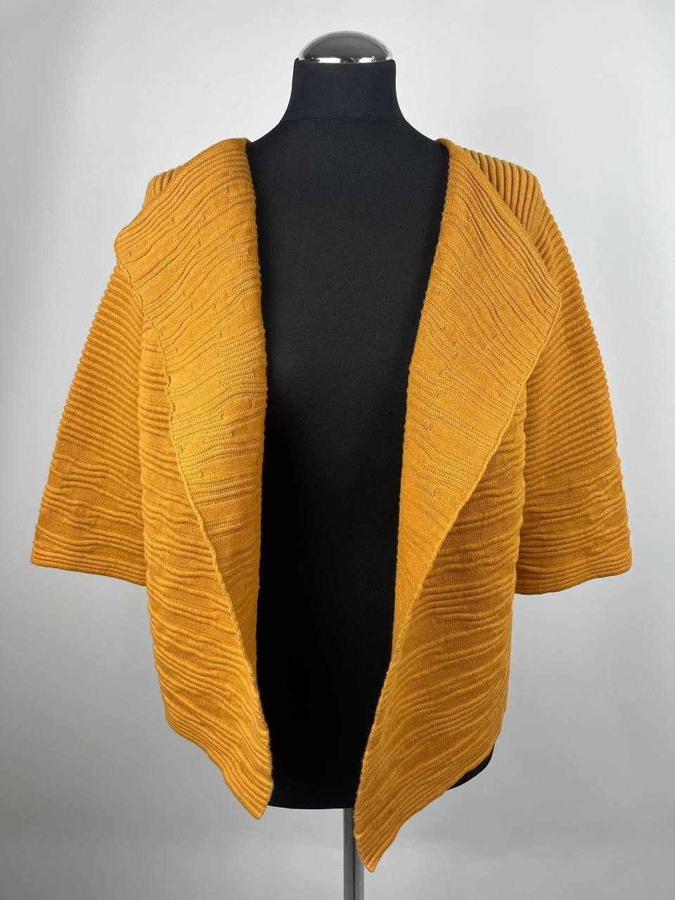 Cop Copine COP COPINE Yellow Asymmetric Cardigan Ribbed Knit Sodalite Size M / US 6-8 / IT 42-44 - 2 Thumbnail