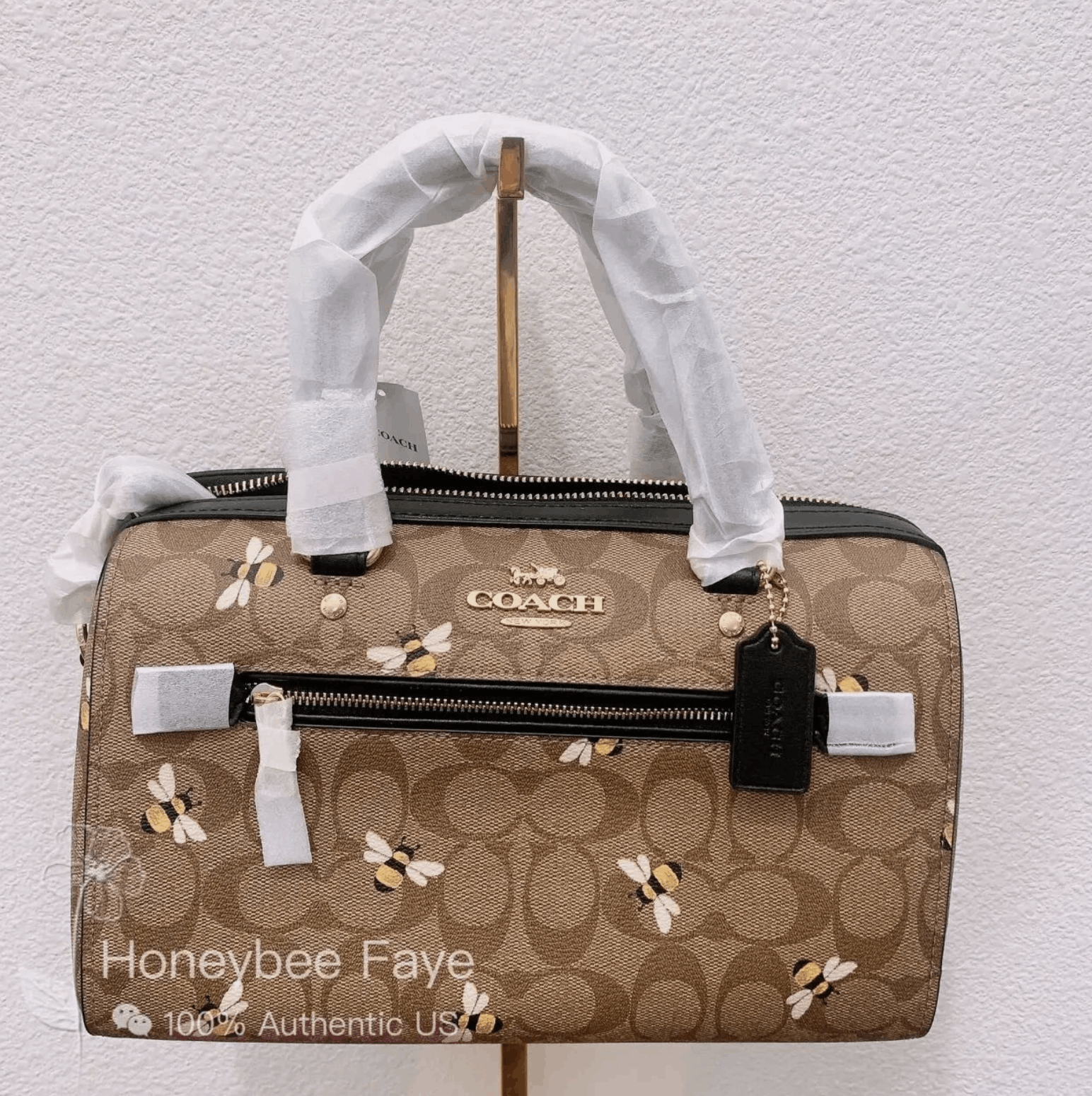 Coach Rowan Satchel Bag In Signature Canvas With Bee Print C8591 Size ONE SIZE - 3 Thumbnail