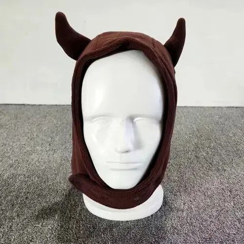 Other Devil Horns Fuzzy Ears Fleece Hat Brown Color Size ONE SIZE - 2 Thumbnail