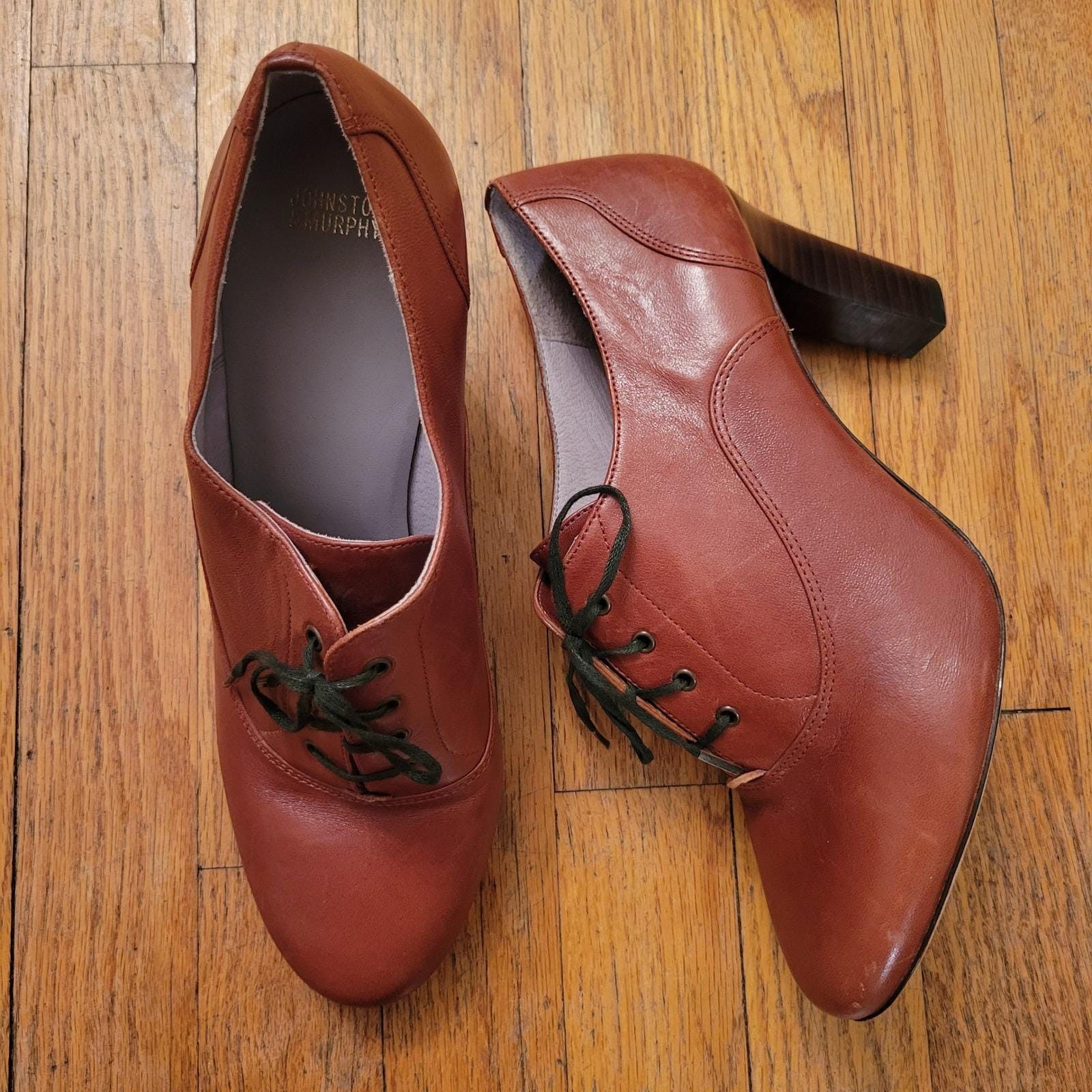 Johnston & Murphy Johnston Murphy 10 Oxford Heels Brown Leather Boho Western Size US 10 / IT 40 - 1 Thumbnail