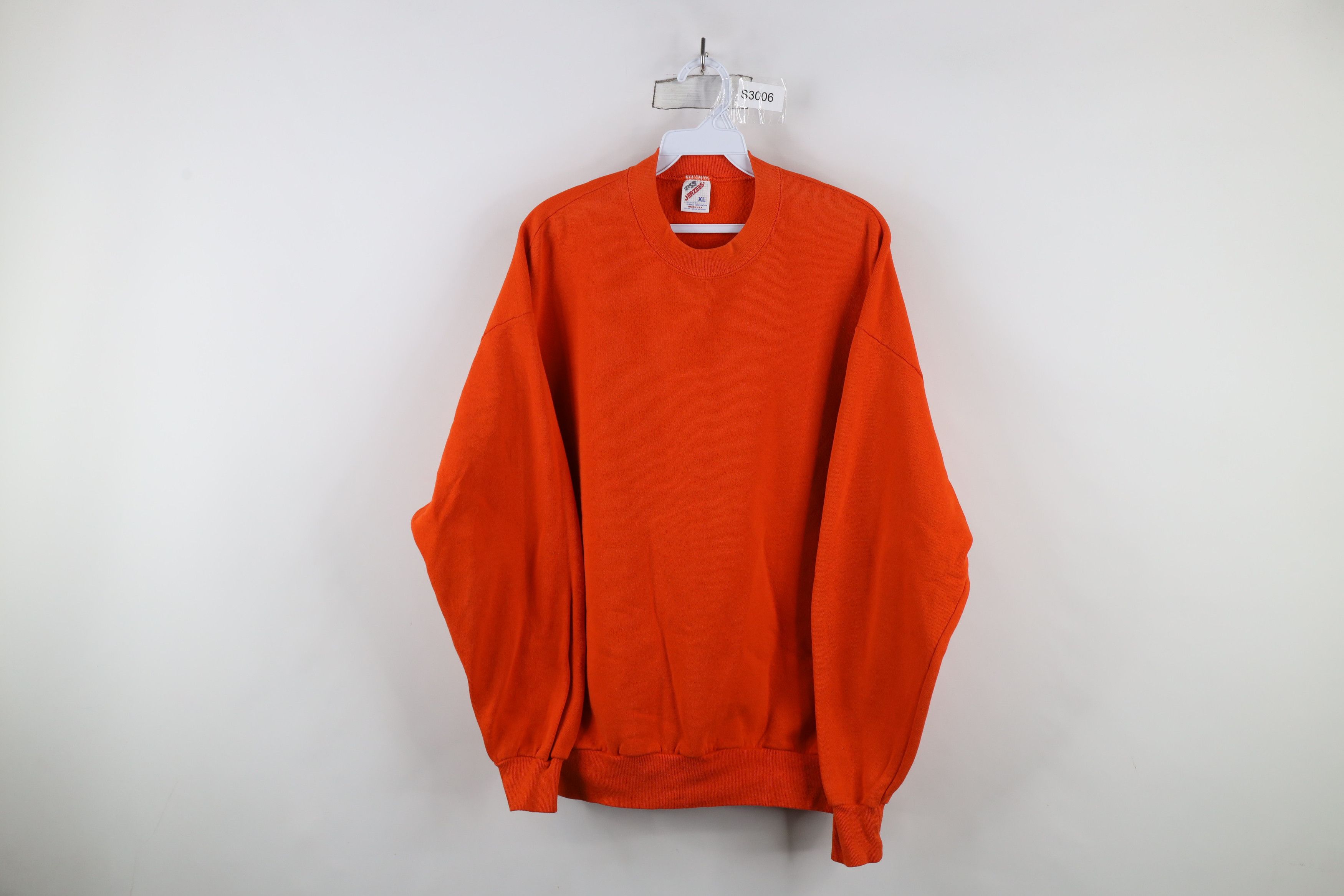 Vintage Vintage 90s Streetwear Blank Crewneck Sweatshirt Orange USA Size US XL / EU 56 / 4 - 1 Thumbnail