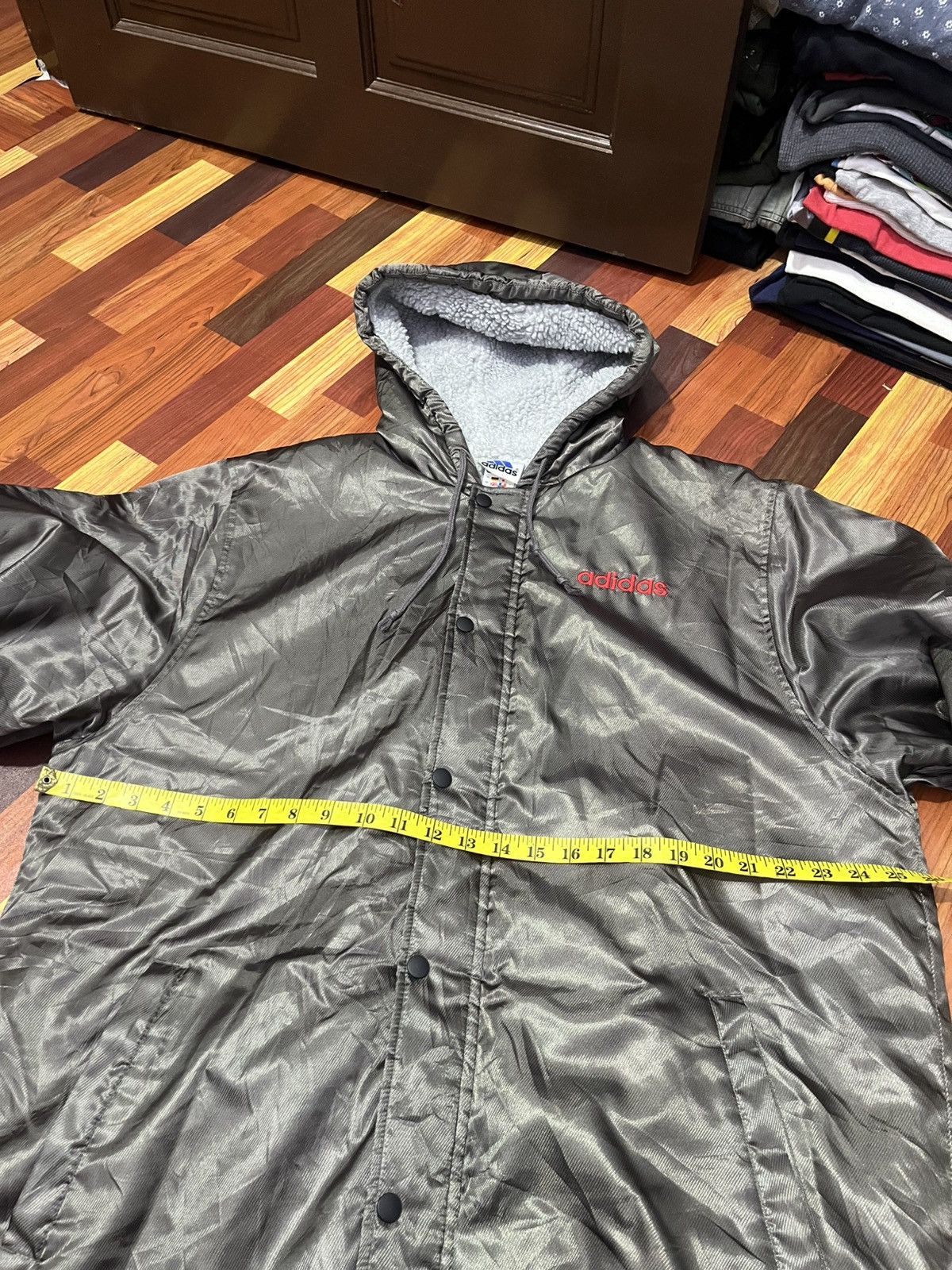 Adidas Vintage Y2K Adidas Sherpa Lined Hooded Parka Coat Size US L / EU 52-54 / 3 - 14 Thumbnail