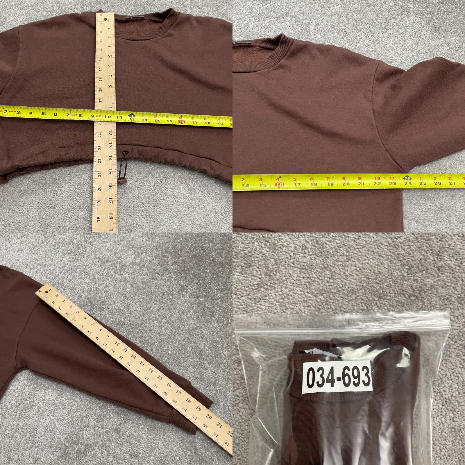 Zara Zara Cropped Drawstring Pullover Sweatshirt Womens Large Brown Fleece Casual Size L / US 10 / IT 46 - 8 Thumbnail