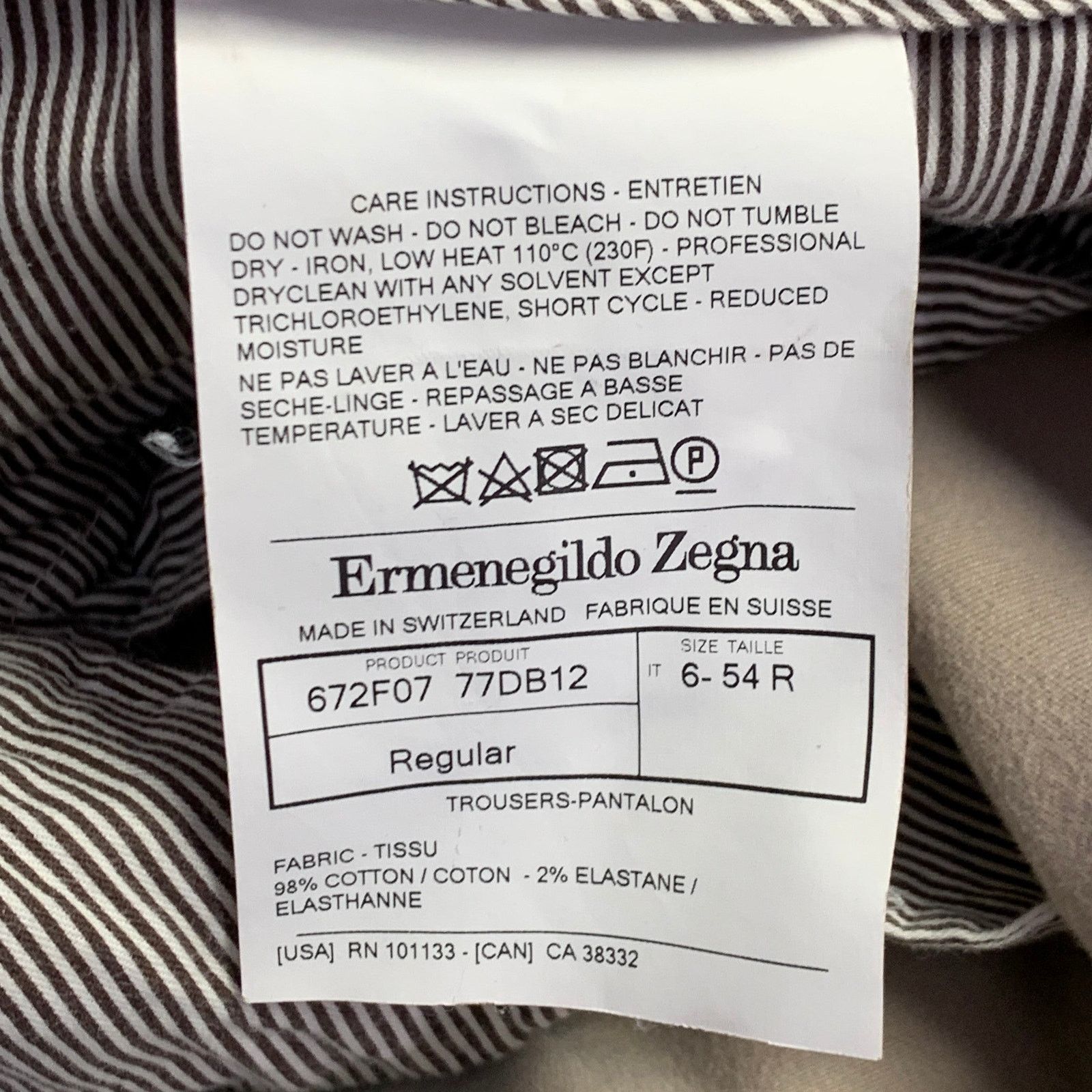 Ermenegildo Zegna ERMENEGILDO ZEGNA Beige Cotton Blend Flat Front Casual Pants Size US 38 / EU 54 - 8 Thumbnail