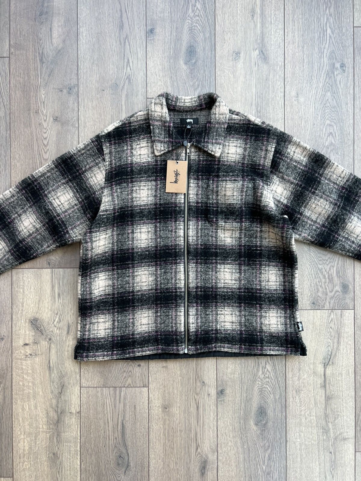 Stussy Stussy Wool Plaid Zip Shirt Jacket Lilac Size US L / EU 52-54 / 3 - 3 Thumbnail