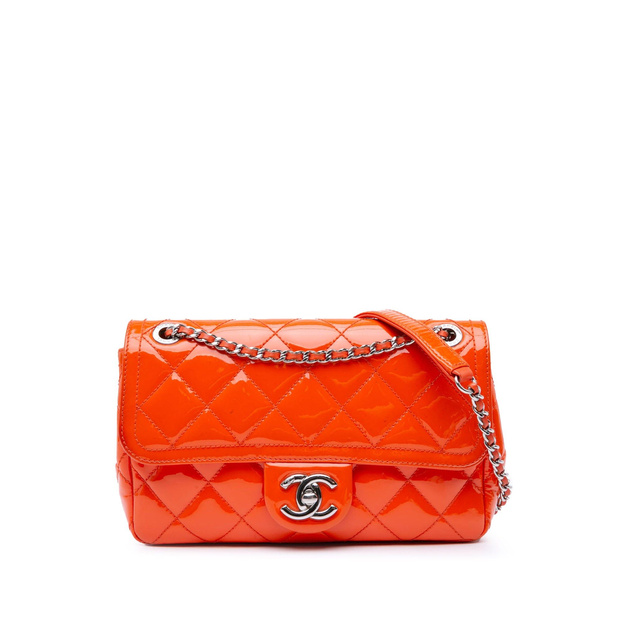 Chanel Chanel Small Patent Coco Shine Flap Orange Size ONE SIZE - 1 Thumbnail