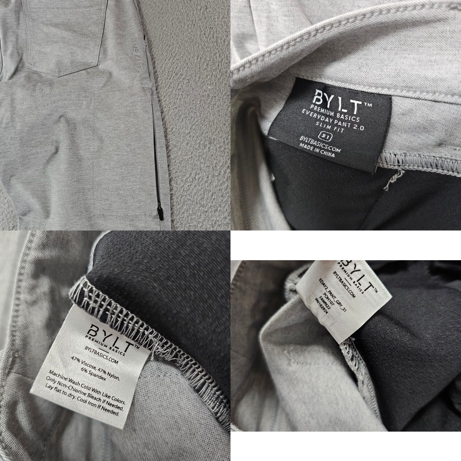 Vintage BYLT Slim Chino Pant Mens 31 Light Gray Stretch 2.0 Performance Casual Pants Size US 31 - 8 Thumbnail