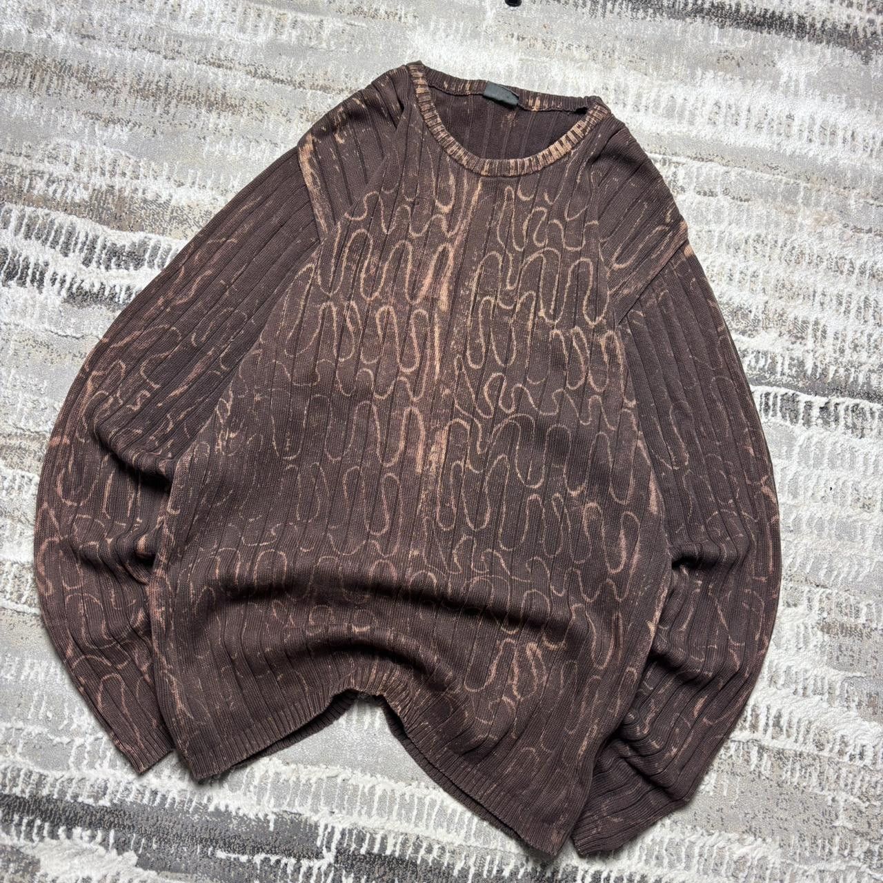 Japanese Brand 90s Textured Knit Sweater Brown L Size US L / EU 52-54 / 3 - 2 Thumbnail