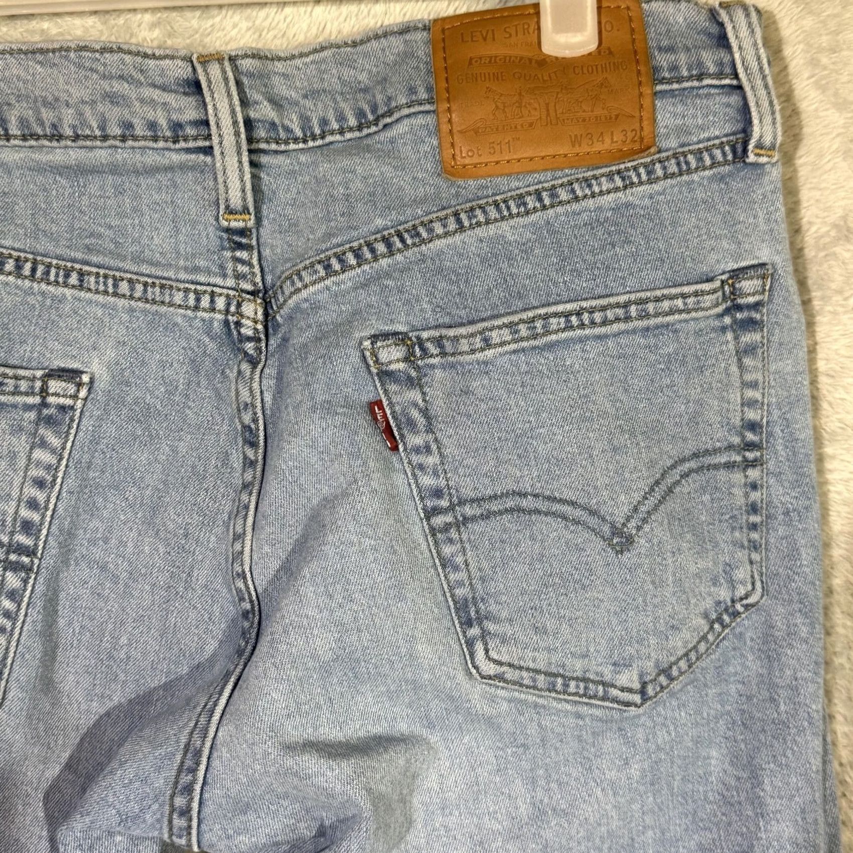 Levi's VINTAGE Levis 511 Jeans Mens 32x30 Slim Fit Tapered Stretch Light Wash Denim Zip Fly Size US 32 / EU 48 - 7 Thumbnail