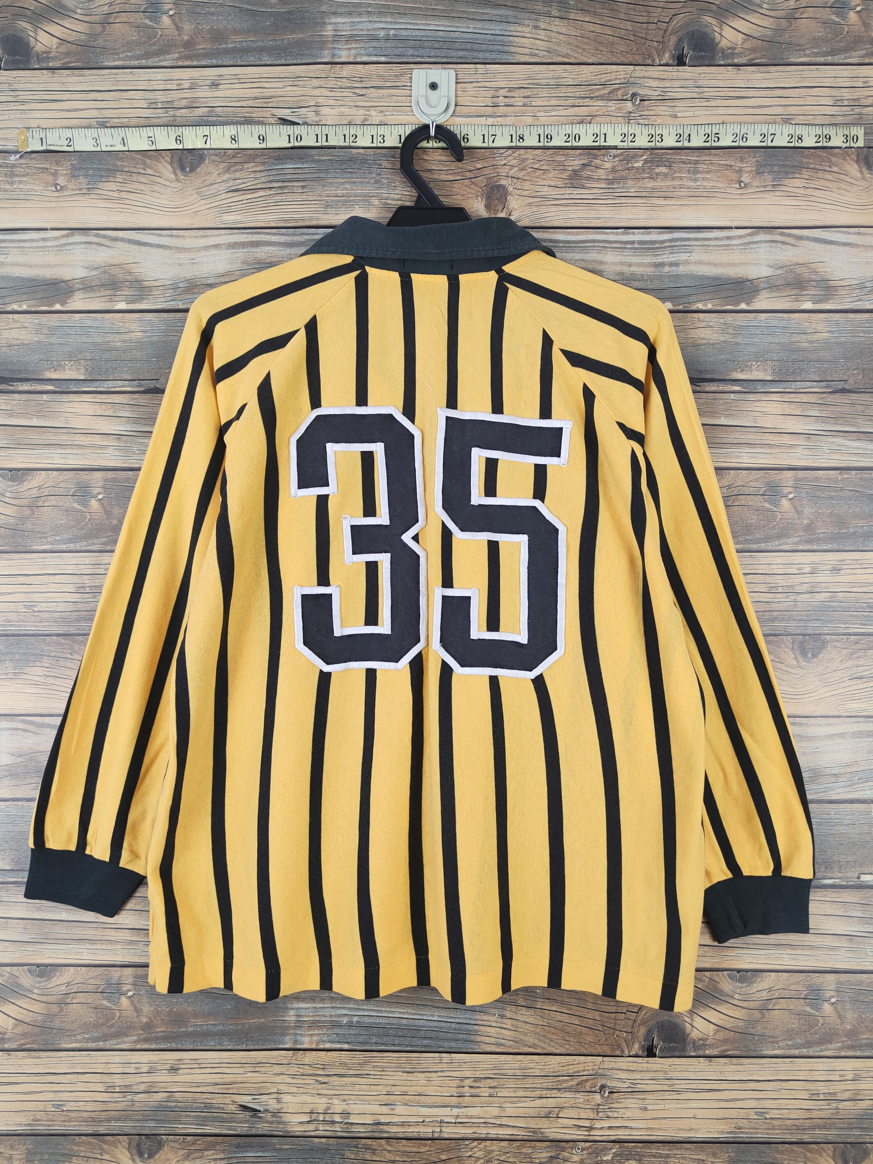Asics DL Asics Yellow Black Stripe vintage japan jersey #612 Size US L / EU 52-54 / 3 - 8 Thumbnail