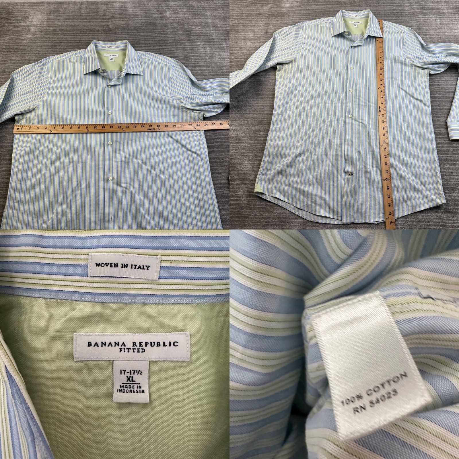 Banana Republic Banana Republic Shirt XL Blue Green Button Up Woven Italy Mens Size US XL / EU 56 / 4 - 8 Thumbnail