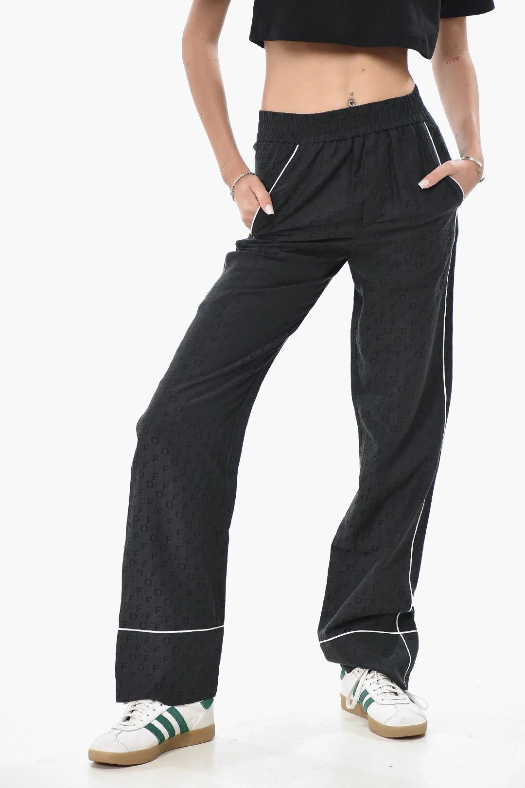 Off-White og1mm0426 Silk-Blend Jacquard Trouser in Black Size 25" / US 0 / IT 36 - 1 Thumbnail