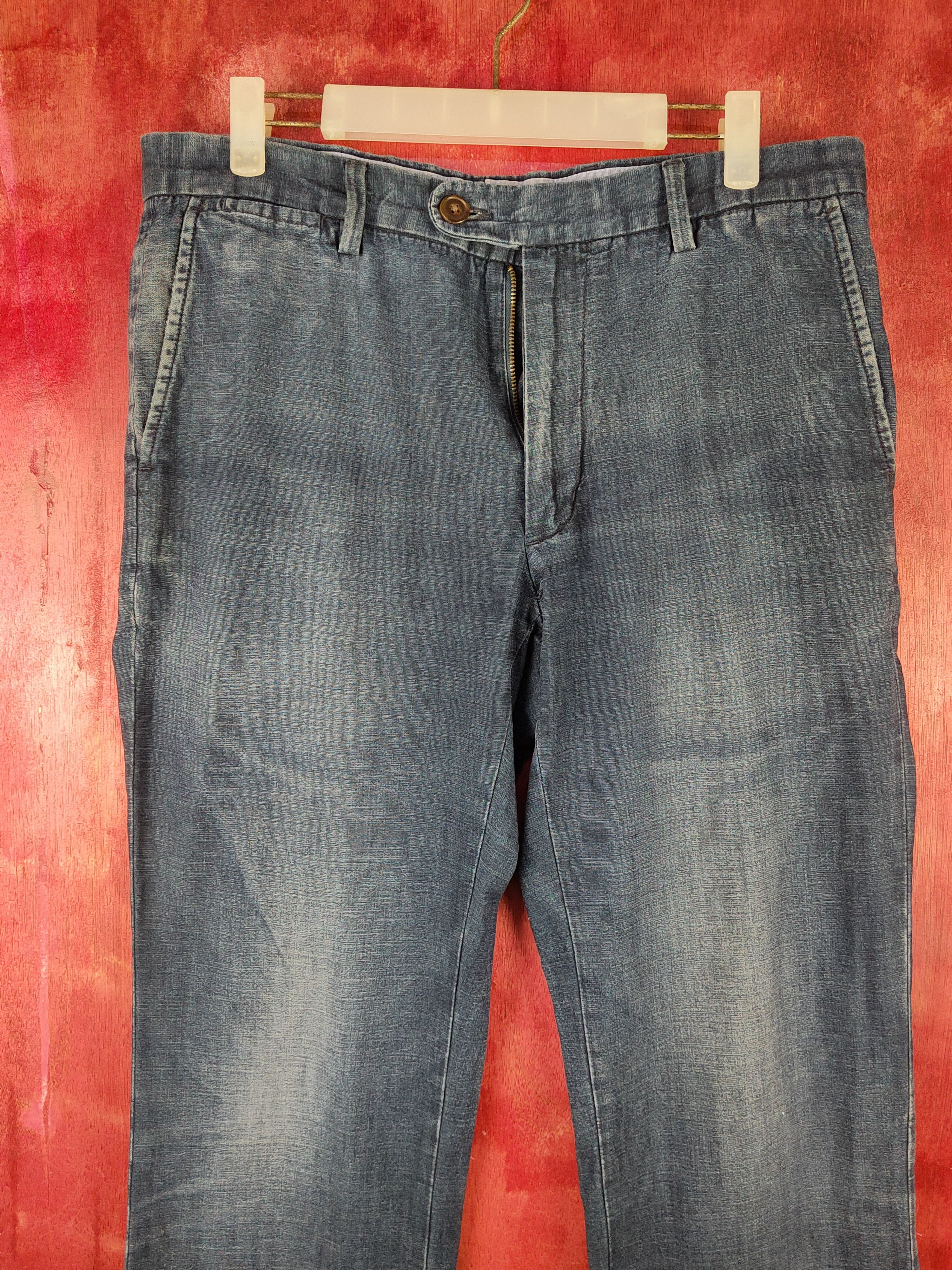 Japanese Brand Lands End Blue Distressed Ripped Soft Jeans #S2054 Size US 32 / EU 48 - 2 Thumbnail