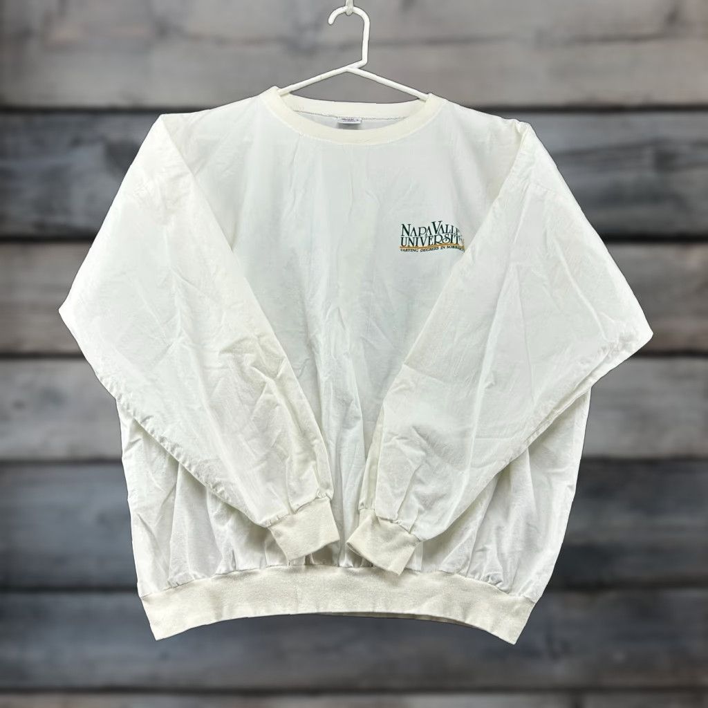 Vintage VINTAGE Crazy Shirts Sweatshirt Men XL White Nike USA 90s Crew Neck Long Sleeve Graphic Print Logo Pullover Cotton Fleece USA Men XL White 90s Size US XL / EU 56 / 4 - 1 Thumbnail