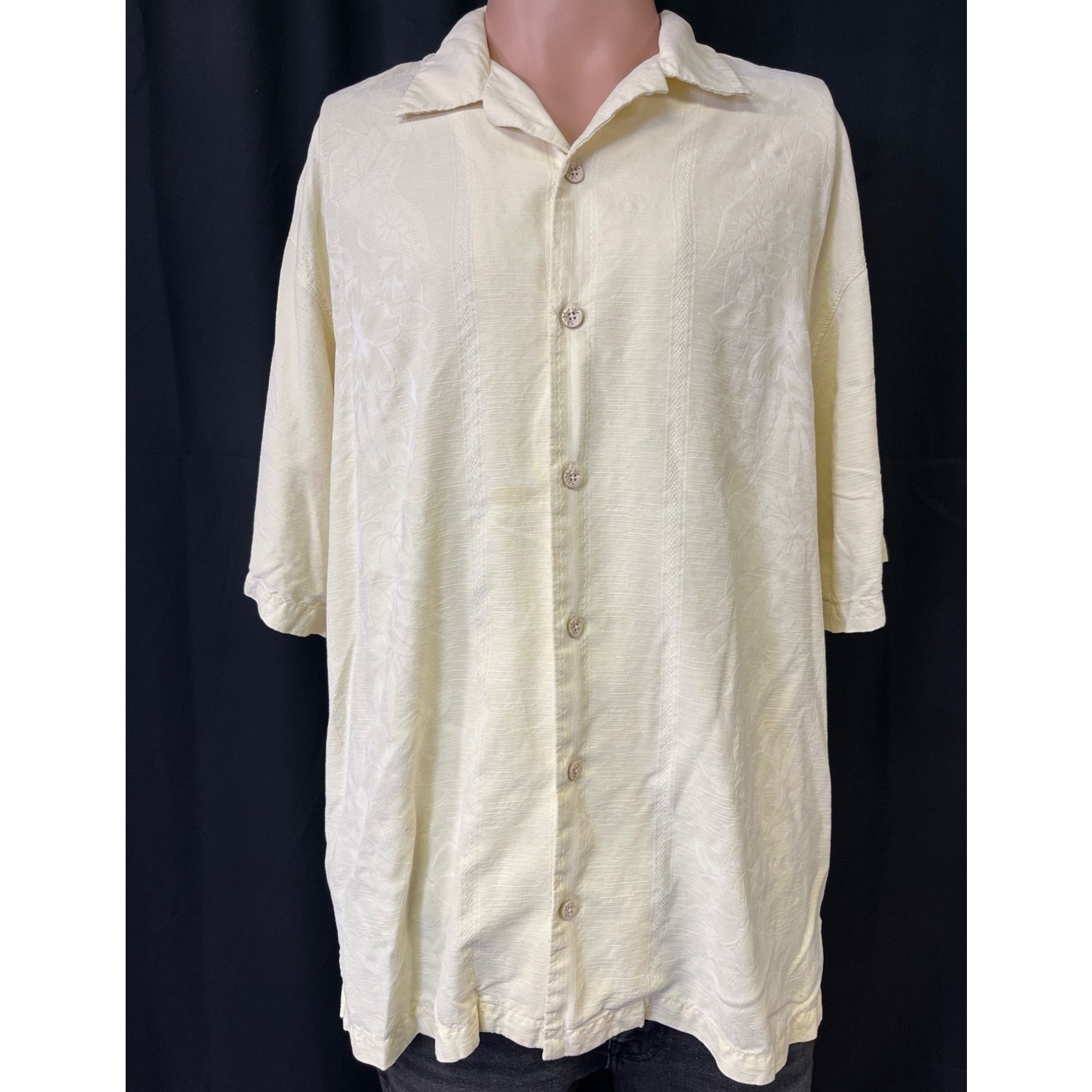 Tommy Bahama Tommy Bahama Men's Yellow Silk Hawaiian Shirt/Button Up Sz L Size US L / EU 52-54 / 3 - 1 Thumbnail