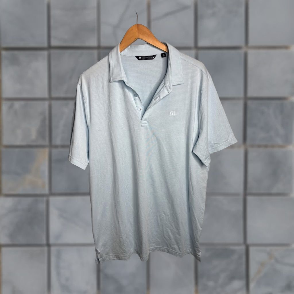 TravisMathew TravisMathew Polo Shirt Mens XL Golf Performance Stretch Casual Light Blue Size US XL / EU 56 / 4 - 1 Thumbnail