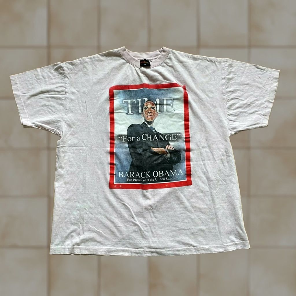 Vintage Barack Obama 2008 Tee Shirt Mens XXL Time Magazine "For a Change" Pink Shirt Size US XXL / EU 58 / 5 - 1 Thumbnail