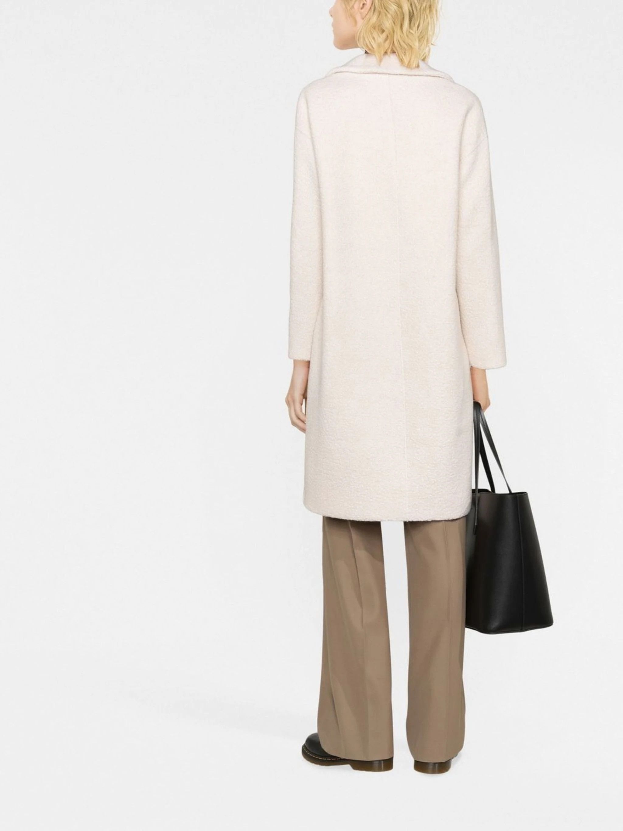 Harris Wharf London o1s22i1n1024 Double-Breasted Wool Boucle Coat in Ecru Size S / US 4 / IT 40 - 3 Thumbnail