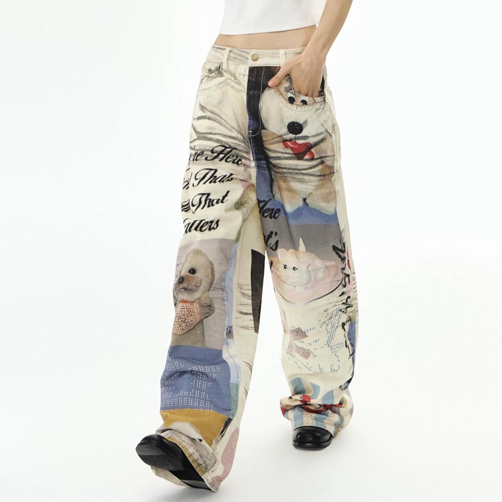 Japanese Brand Whimsical Wide-Leg Statement Trousers Size 26" / US 2 / IT 38 - 3 Thumbnail