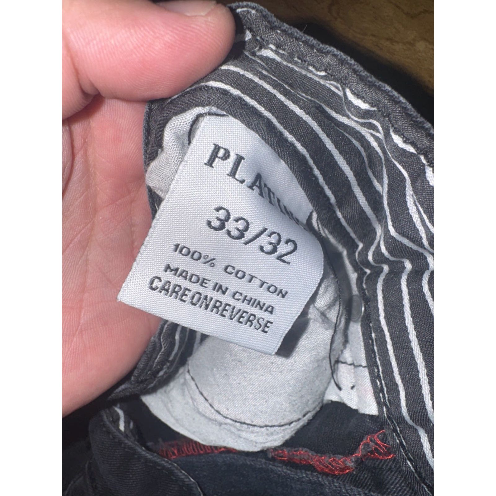 Cougar VINTAGE Platini Jeans Cougar Pants Black 33x32 Y2K Embroidered Back Pockets Men's Jeans Straight Missing Button Size US 33 - 7 Thumbnail
