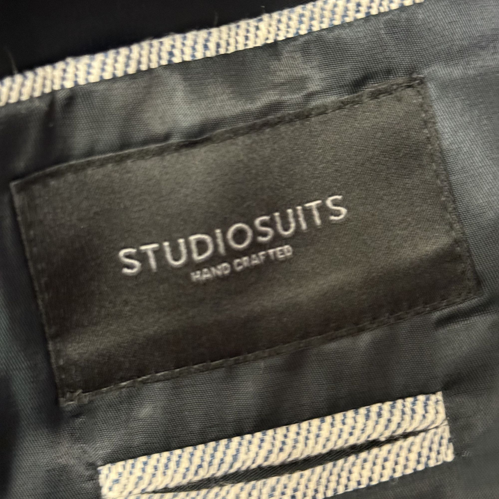 Other Studio Suits STEEL BLUE Sport Coat HERRINGBONE Silk Jacket Size 44L - 6 Thumbnail