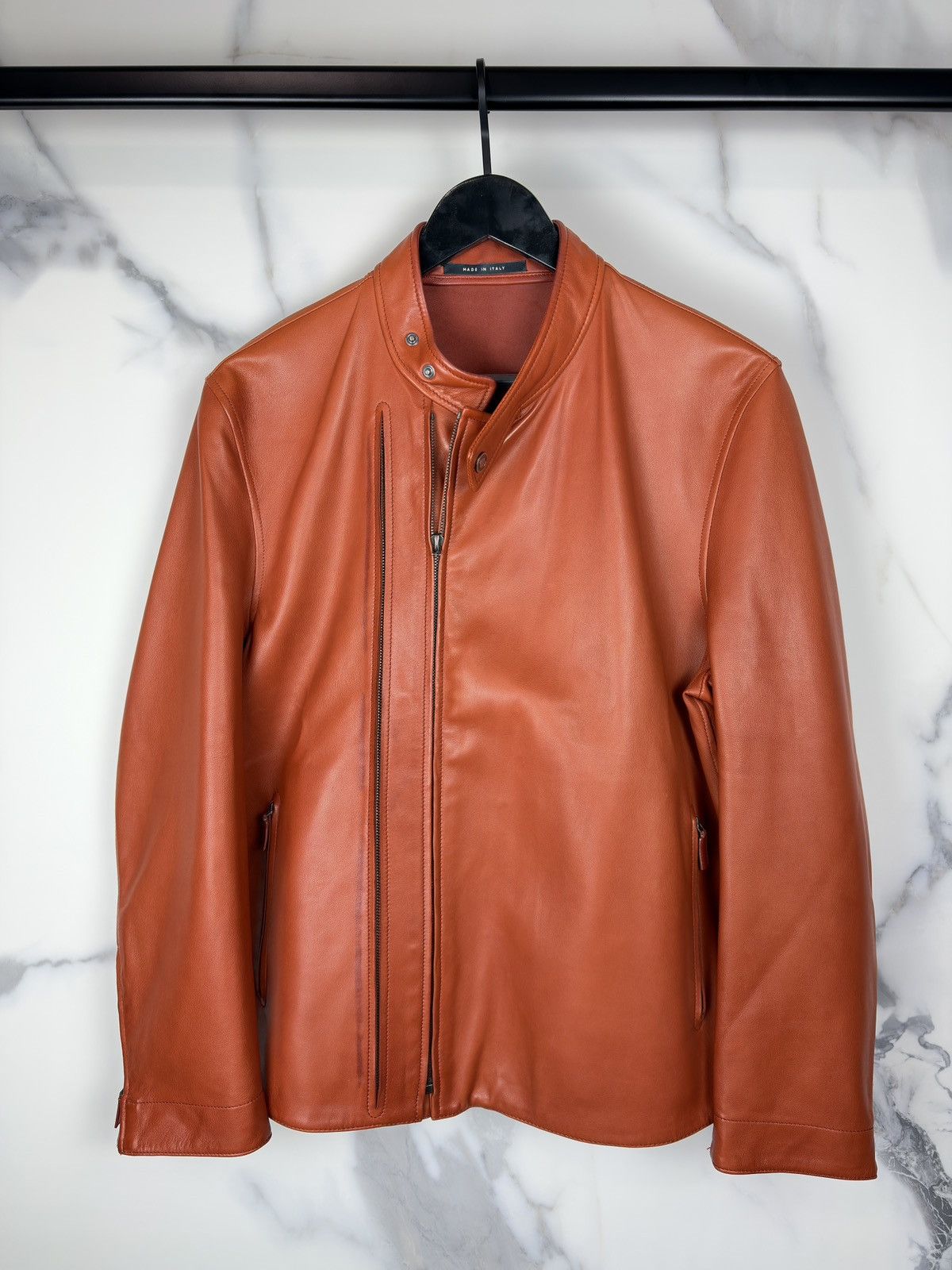 Gucci Gucci Tom Ford Double Zip Rider Leather Jacket Orange Size US M / EU 48-50 / 2 - 2 Thumbnail