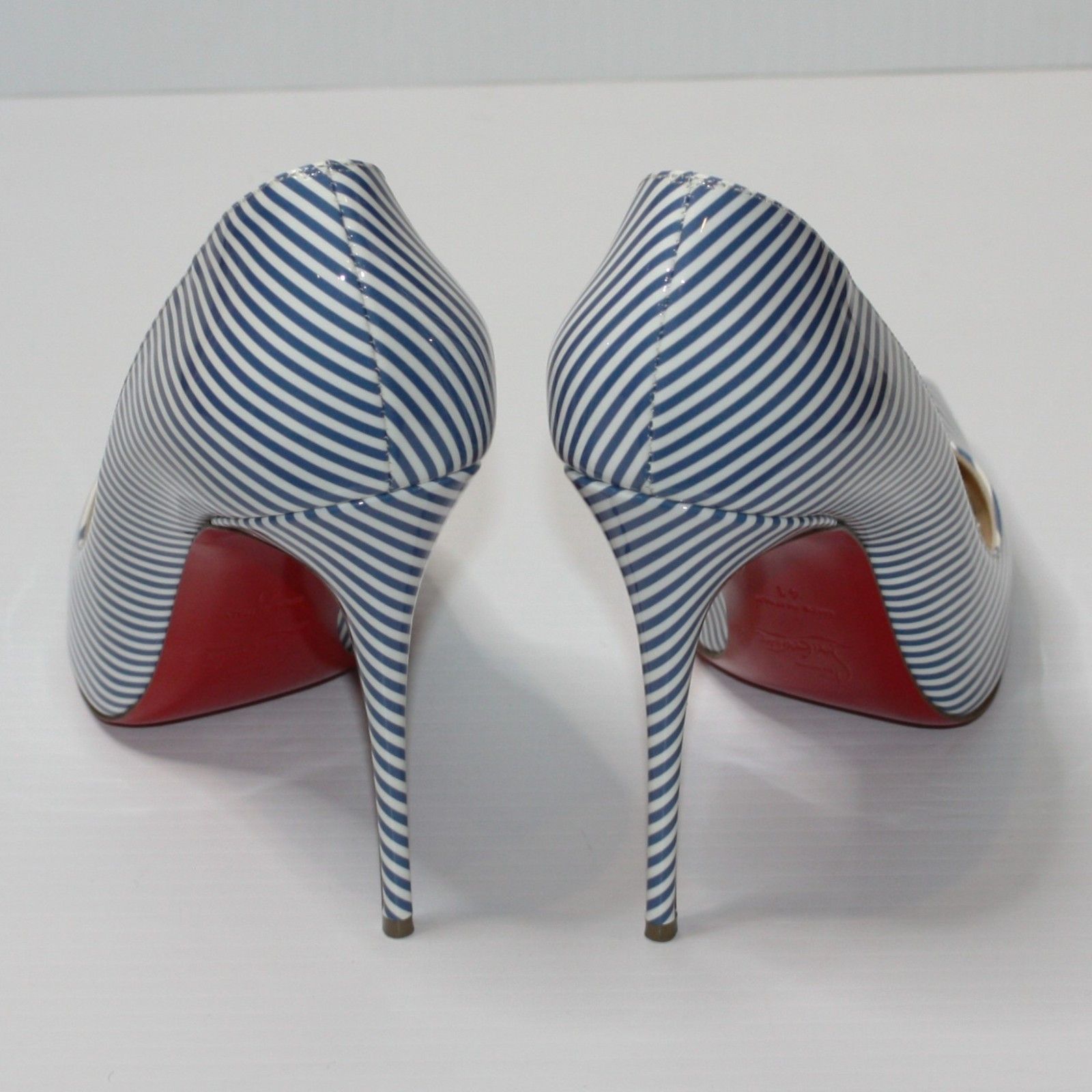 Christian Louboutin Pigalle Follies 100 Stripe Jean Pump Shoes in EU 41 / US 11 Size US 11 / IT 41 - 5 Thumbnail