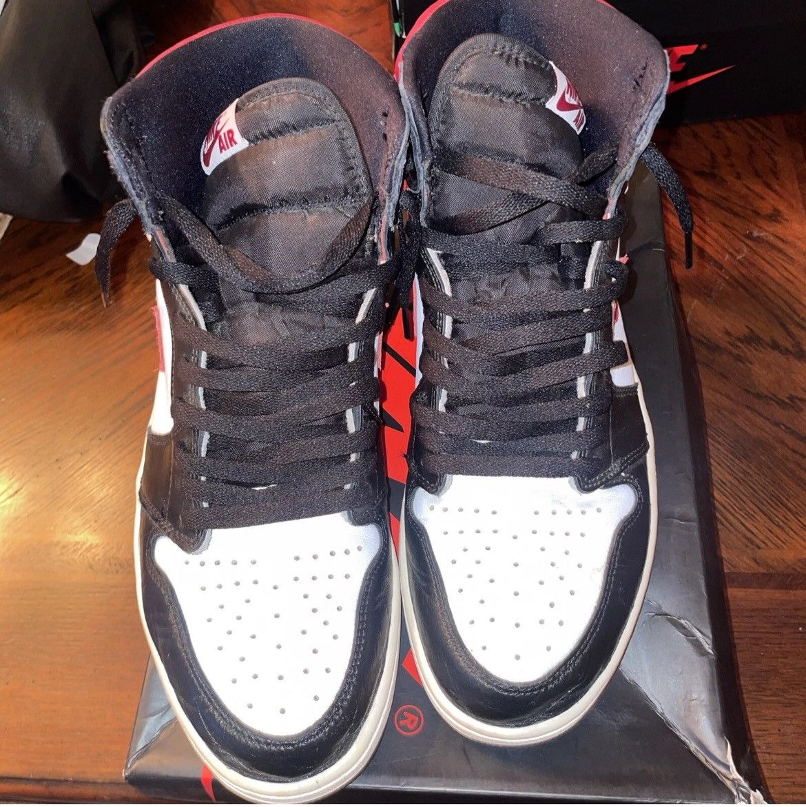Jordan Brand Jordan 1 Retro High Black Gym Red Size US 12 / EU 45 - 3 Thumbnail