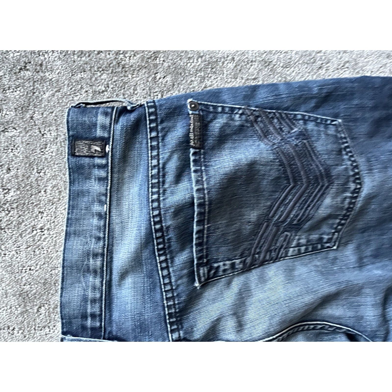 7 For All Mankind 7 FOR ALL MANKIND Jeans Relaxed Men Mid Rise Blue 36 Denim 5-Pocket Zipper Button Inseam 31 Socket Cut Off Hemmed Vintage No Size US 36 / EU 52 - 3 Thumbnail