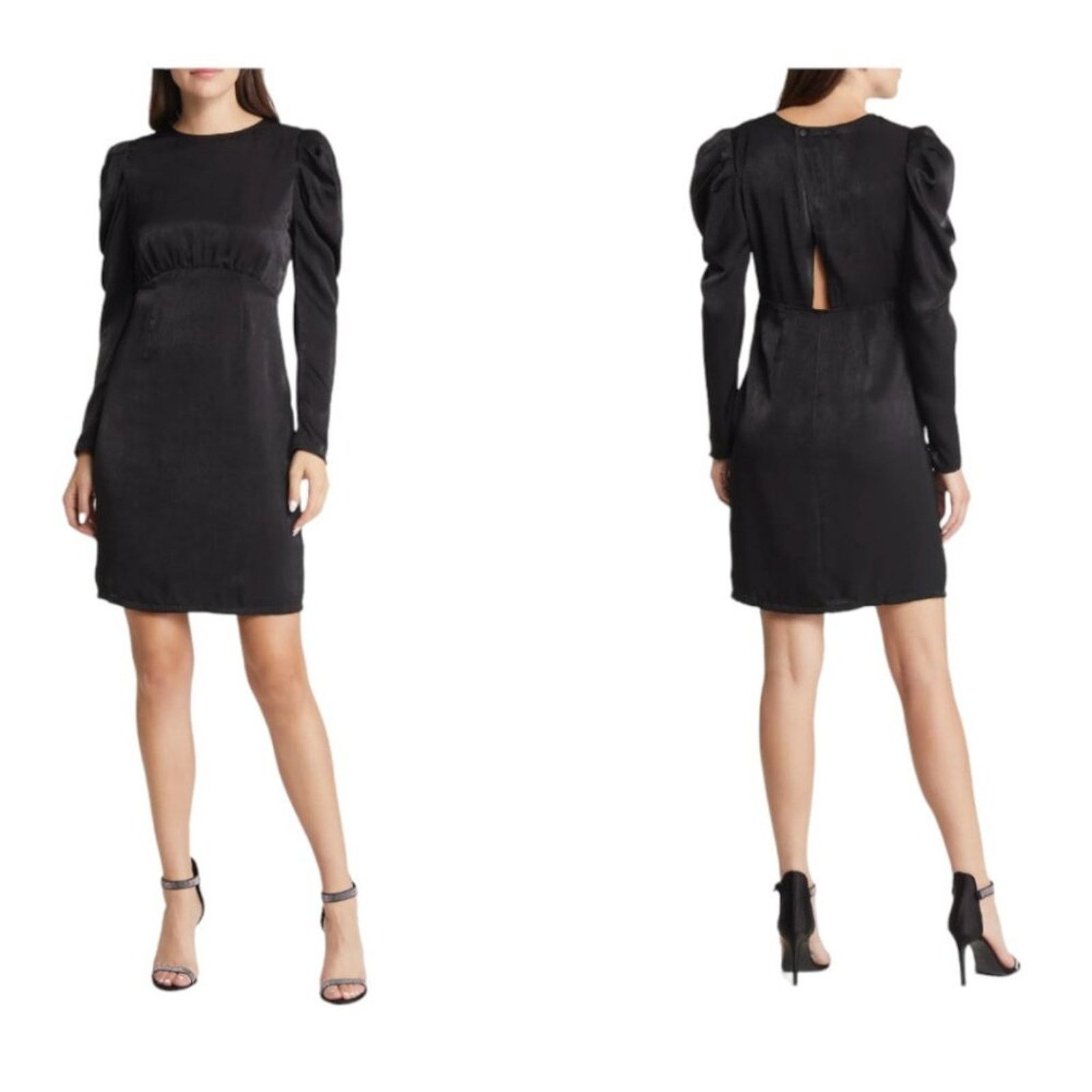 Other Chelsea28 Long Sleeve Satin Minidress Black Small NWOT $79 Size S / US 4 / IT 40 - 1 Thumbnail
