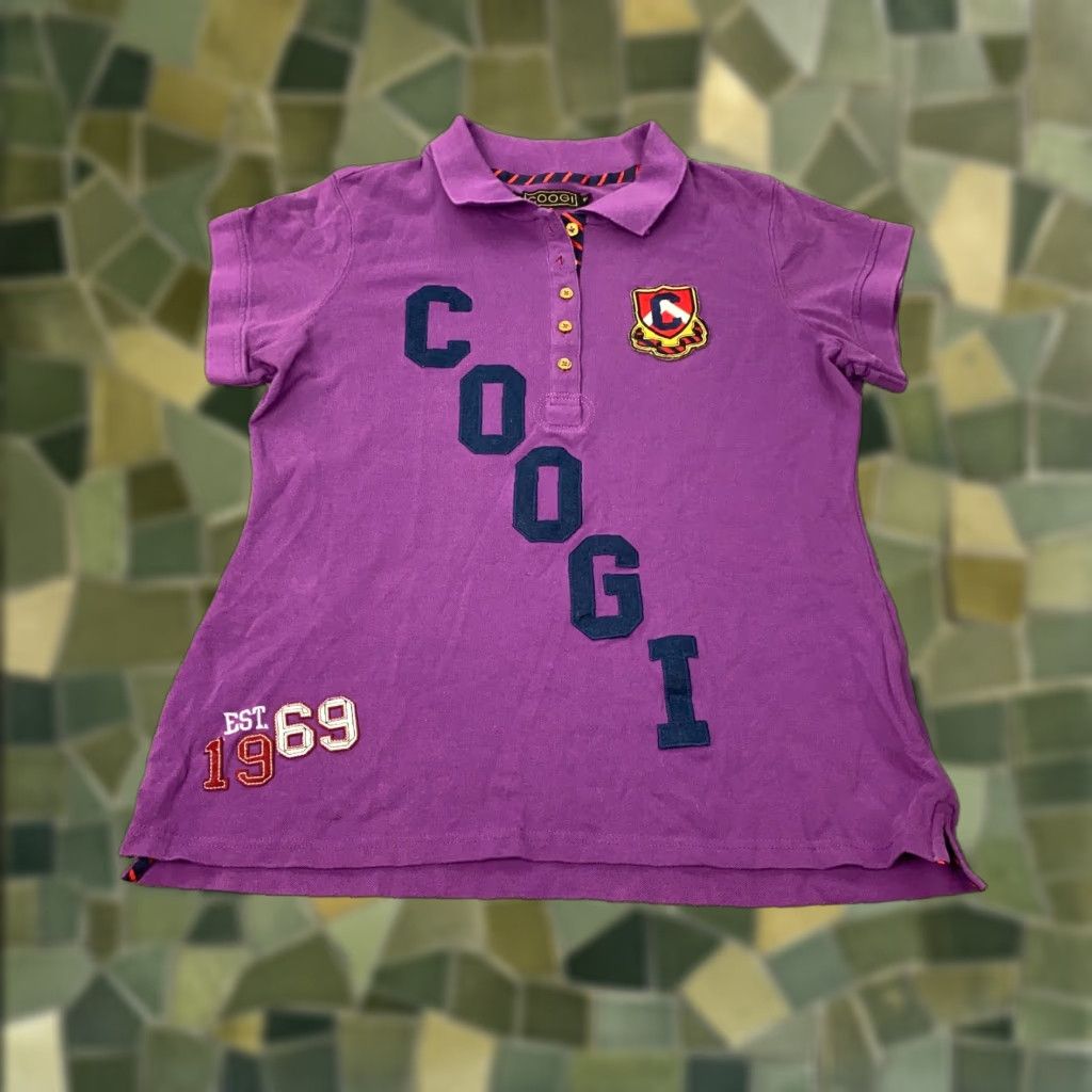 Coogi COOGI Womens Polo Shirt Size 1X Purple Cap Sleeve Retro 90s Short Sleeve Button Collared Jersey Cotton Polyester Vintage: No flaws noted Size XL / US 12-14 / IT 48-50 - 1 Thumbnail