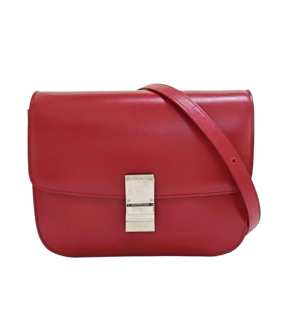 Celine CELINE CLASSIC BOX Medium red cowhide leather tofu bag shoulder bag crossbody si Size ONE SIZE - 1 Thumbnail