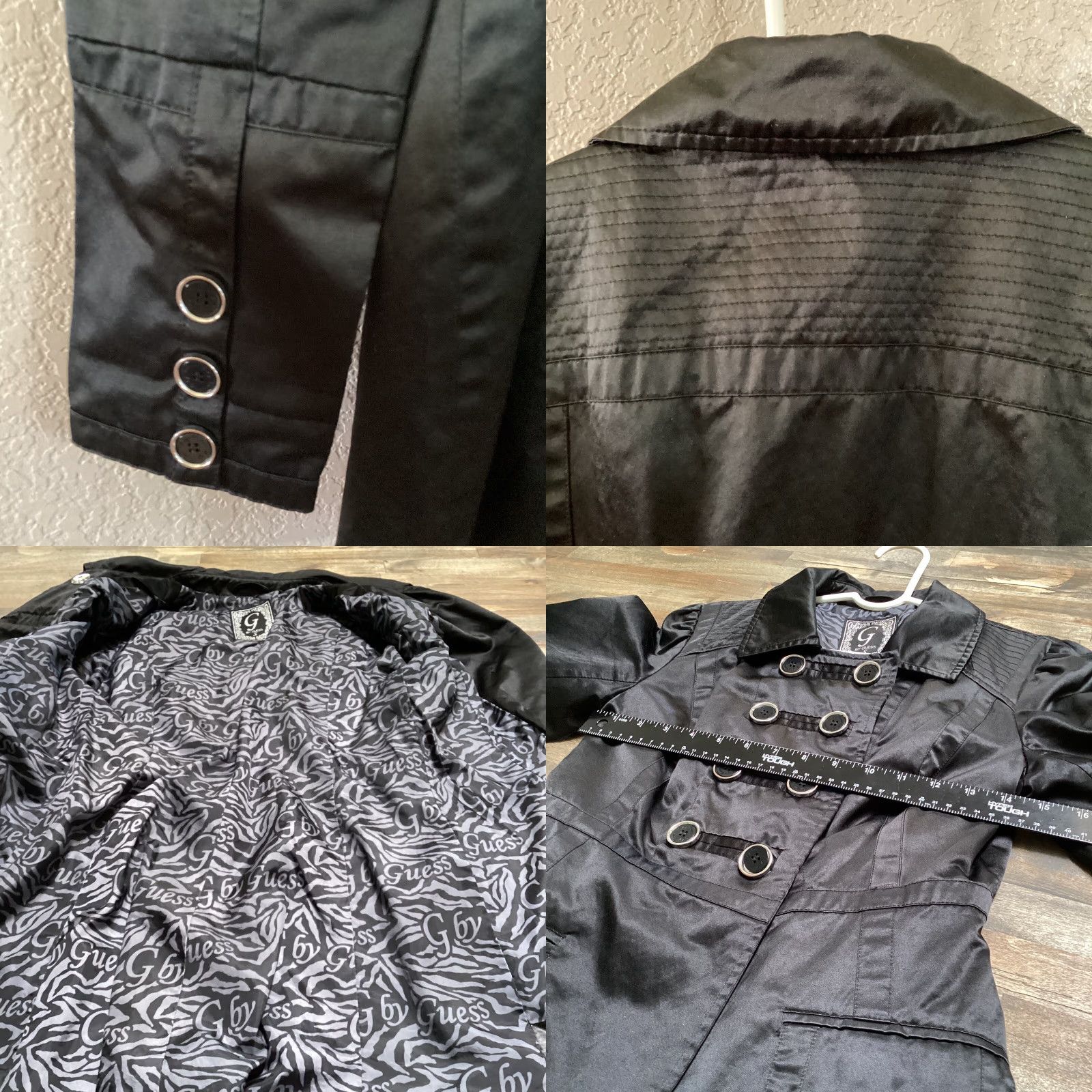 Guess VINTAGE G by GUESS Jacket Women S Black Trench Coat Button Down Collared Lined Size S / US 4 / IT 40 - 8 Thumbnail