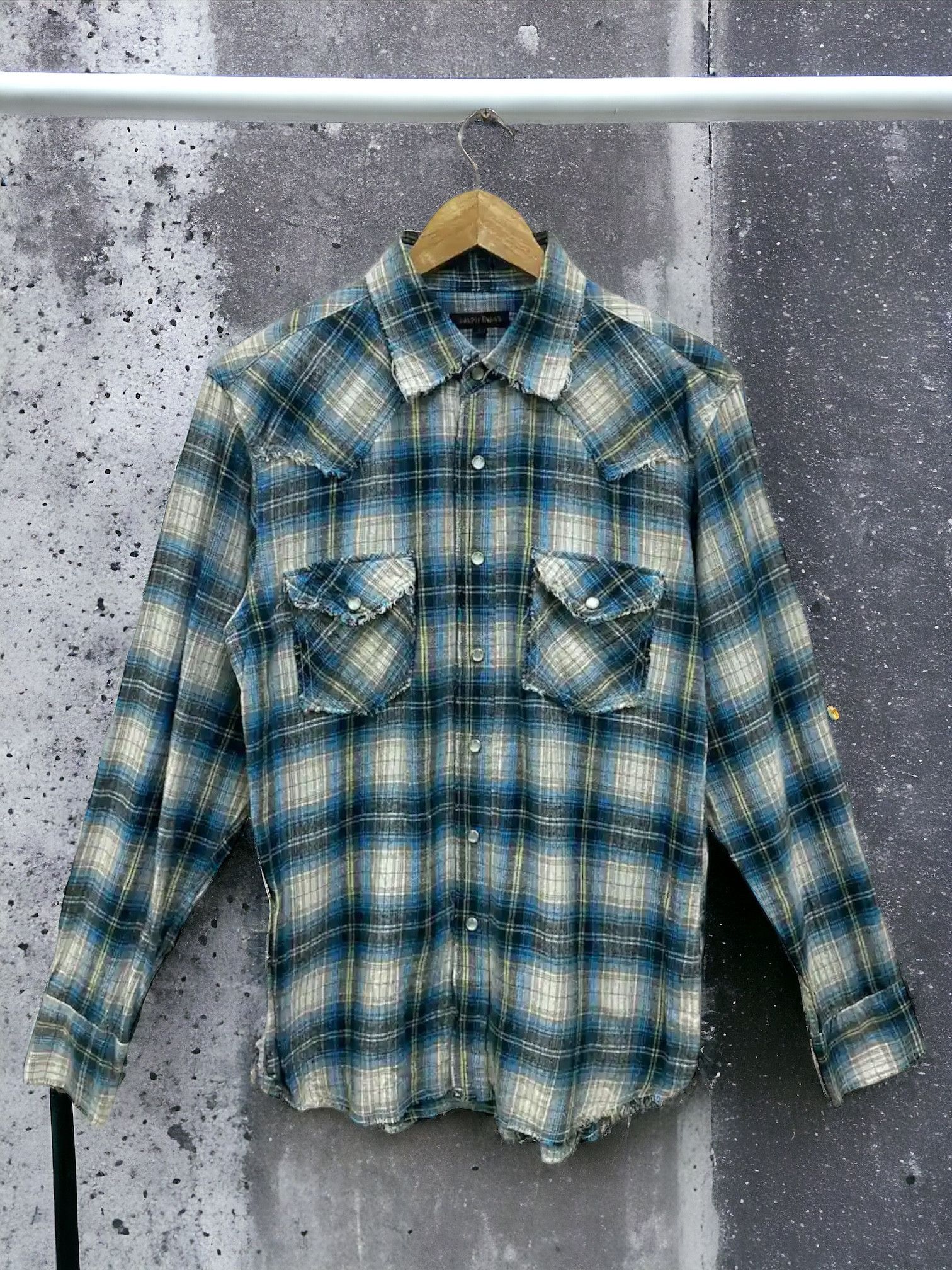 Japanese Brand Vintage RALPH EVANS DISTRESSED DESIGN FLANNEL Size US S / EU 44-46 / 1 - 1 Thumbnail