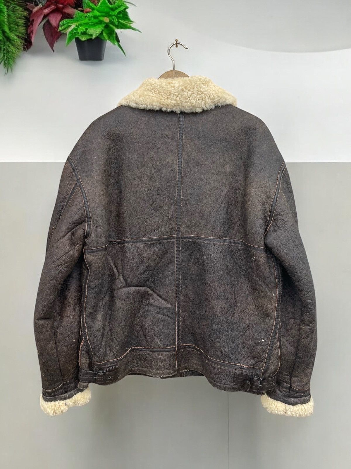 🔥Vintage Echt Lammfell Sheep Skin Leather Jacket B-3 Style