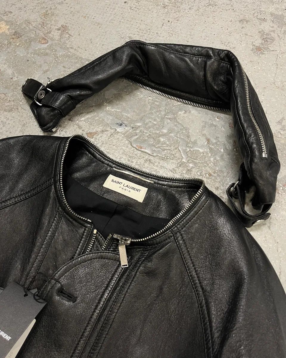 Saint Laurent Paris AW2017 Saint Laurent Black Leather Hooded Detachable Collar Jacket Size US S / EU 44-46 / 1 - 7 Thumbnail